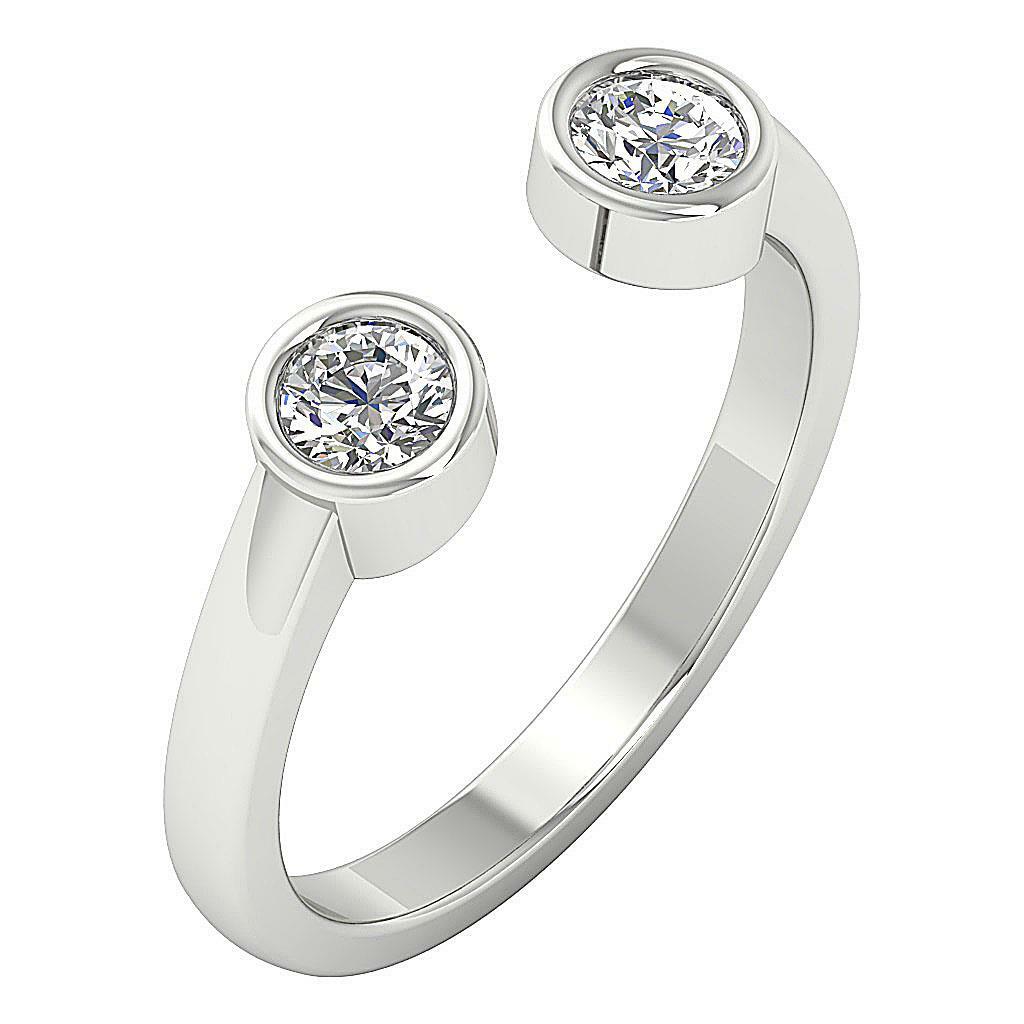Forever Us Two Stone Ring 14k Solid Gold I1 G 0.55 Ct Natural Round Diamond