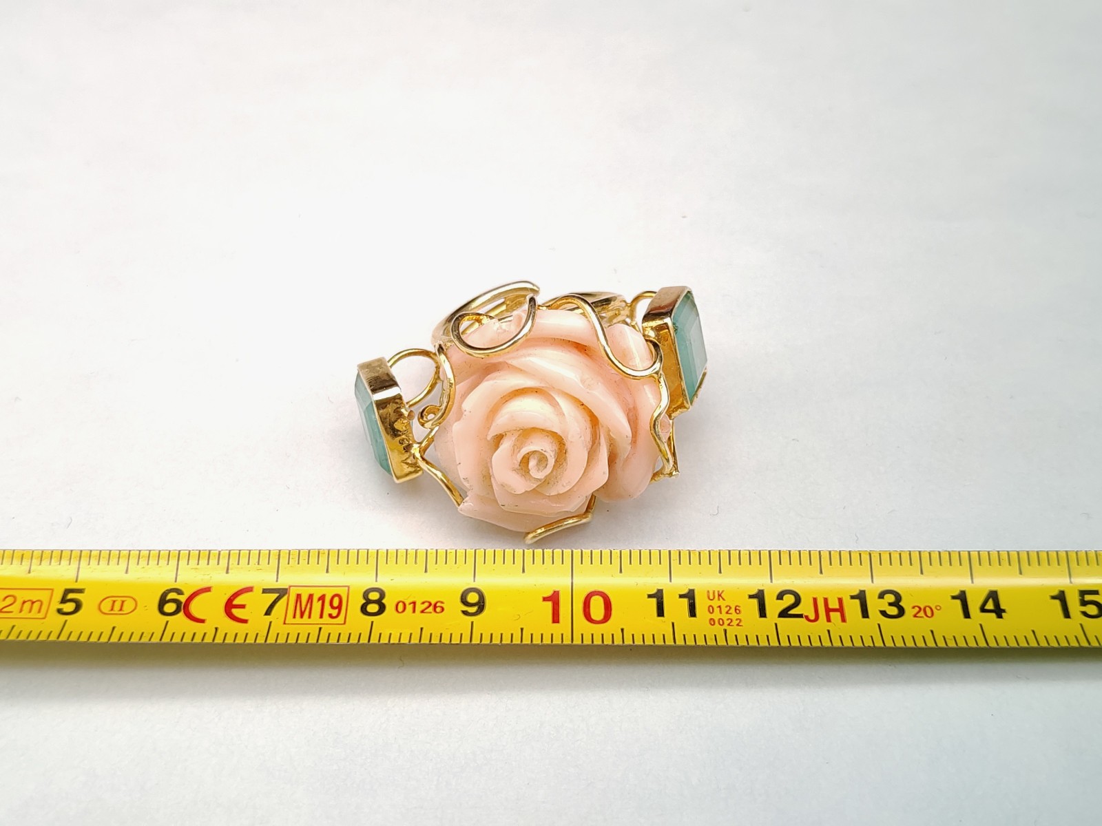Women’s Ring Real Coral Pink Band 925 Silver Plac Yellow Gold Handmade
