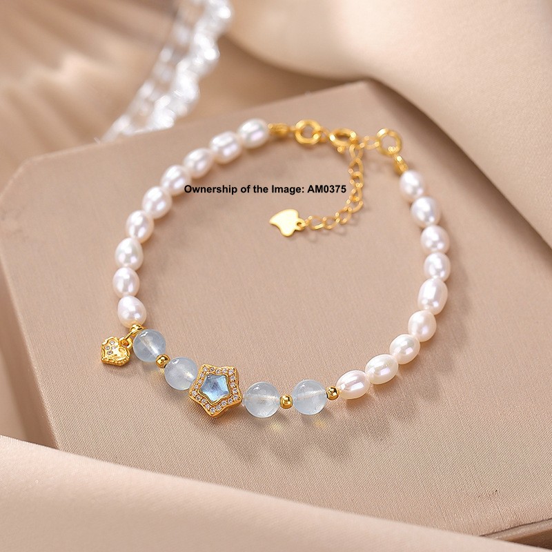 Natural Freshwater Pearl Bead 925 Sterling Silver Charm Women’s Bracelet 14-16cm