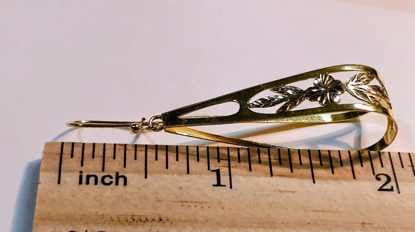 10K Yellow Gold Hand Crafted Hanging Earrings 3.2 Grams 2″ Long