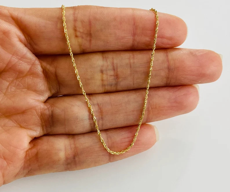 10K Solid Gold 1.1mm Singapore 9 inches Anklet, 10k Real Gold Anklet- PE9