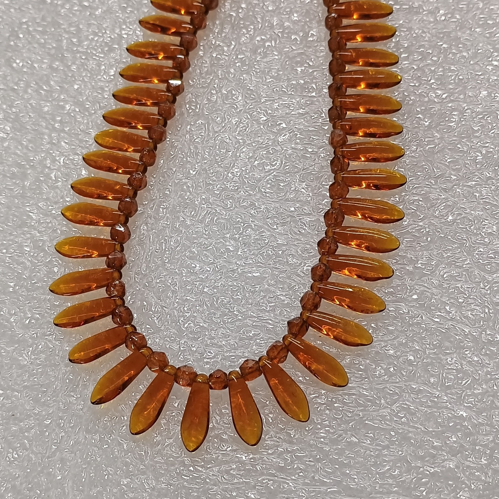Amber Colored Teardrop Topaz/Tanzanite? W Beaded Chain w/ Hook Clasp Closure