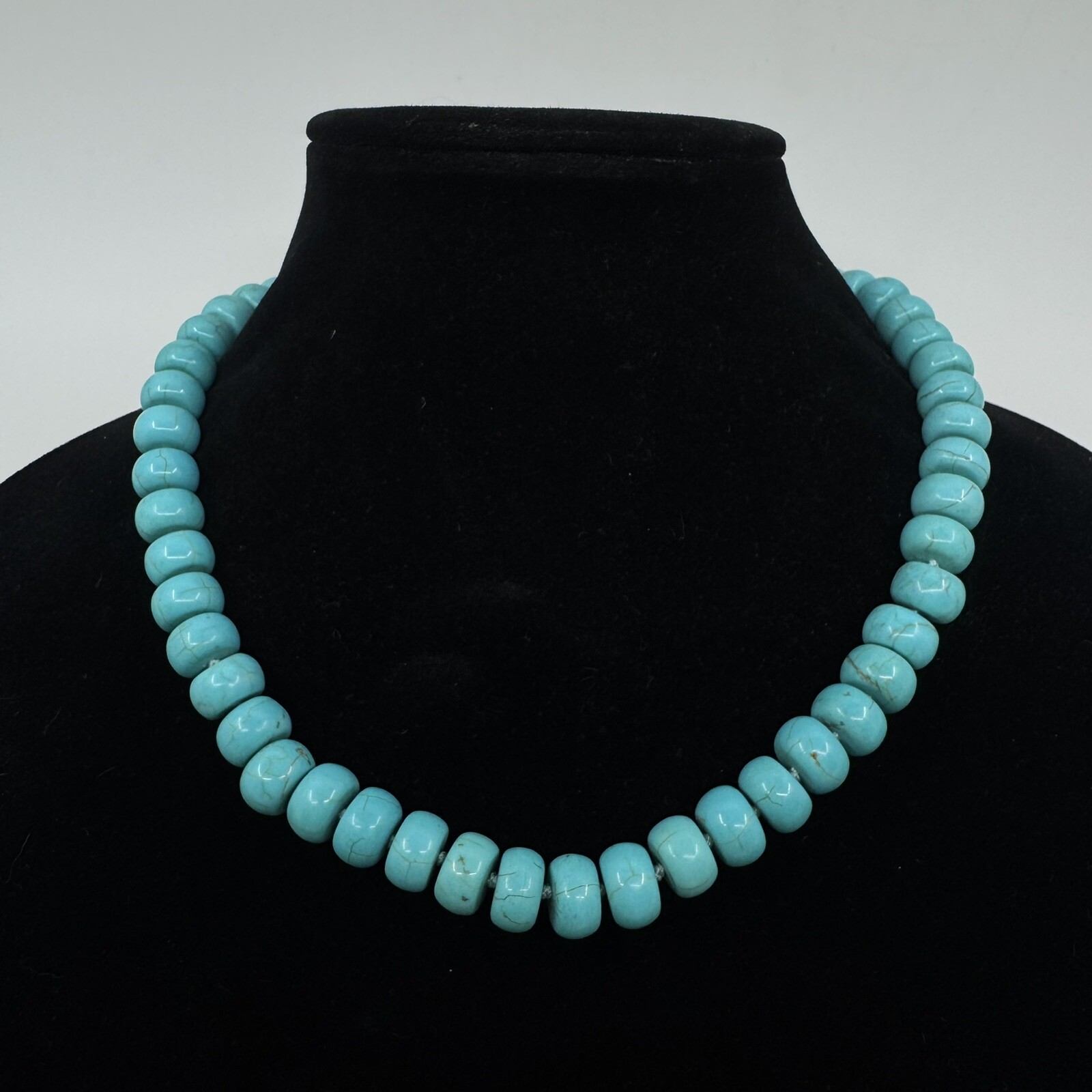 Knotted Turquoise Dyed Howlite Necklace 12.3mm 18”