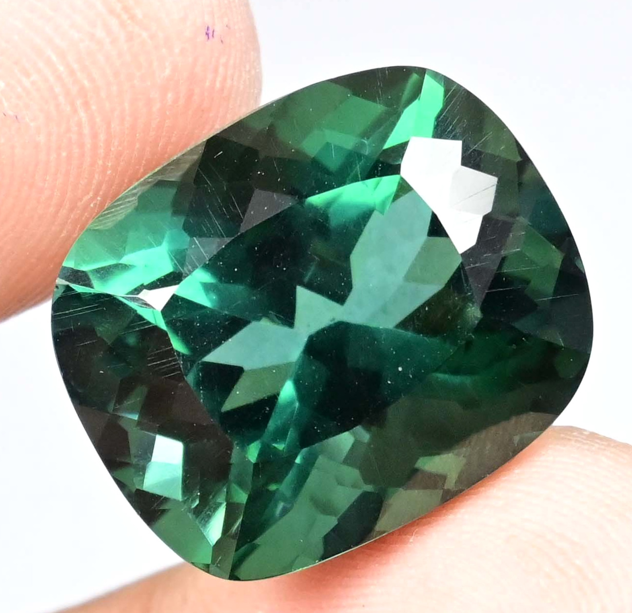 25.20 Ct Natural Green Tourmaline Certified Stunning Cushion Cut Loose Gemstone