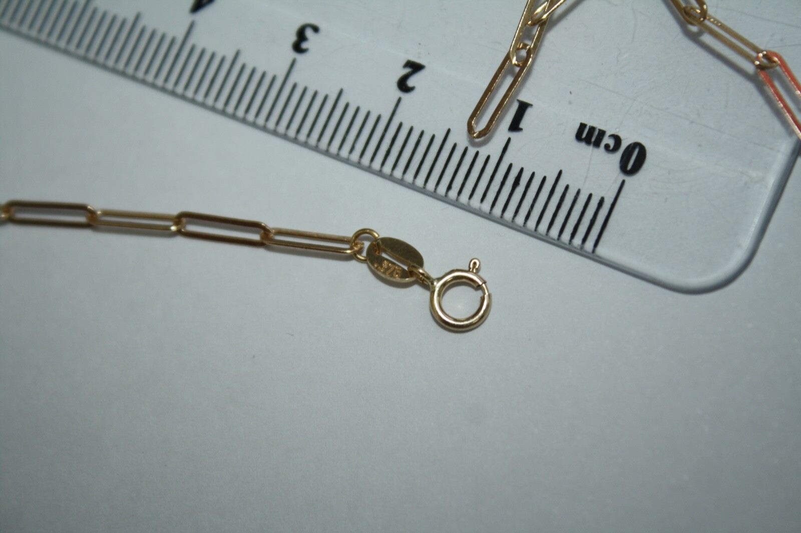 100% Genuine 9k Solid Yellow Gold Long Paperclip Link Bracelet 16cm BRAND NEW