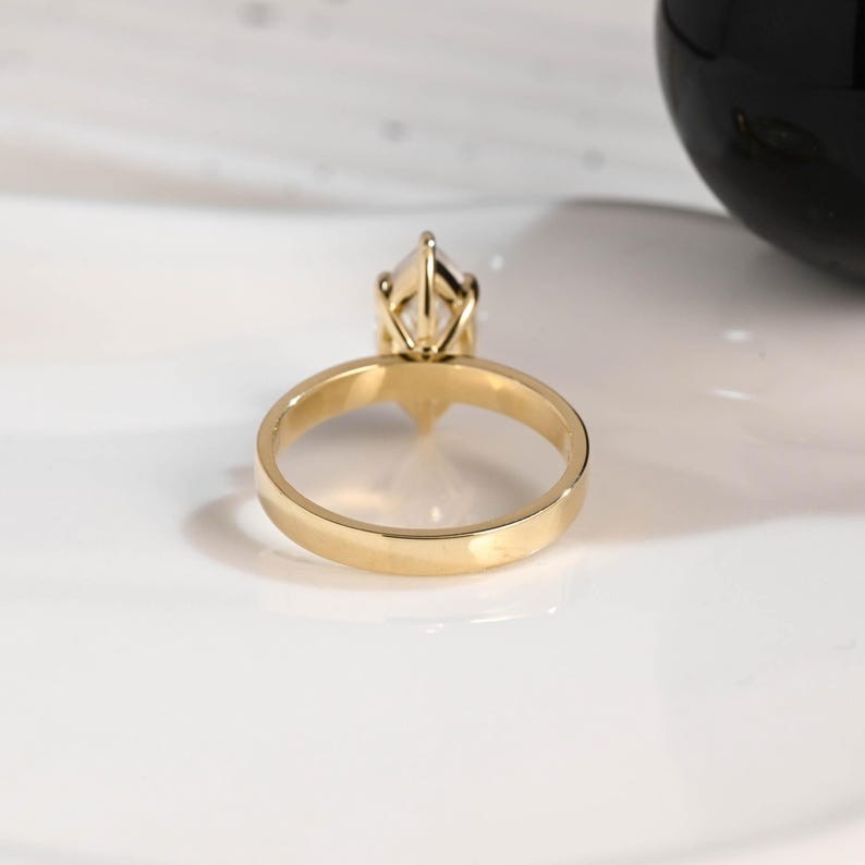 2.0 CT Marquise Cut Moissanite Prong Set 14K Gold Solitaire Engagement Ring