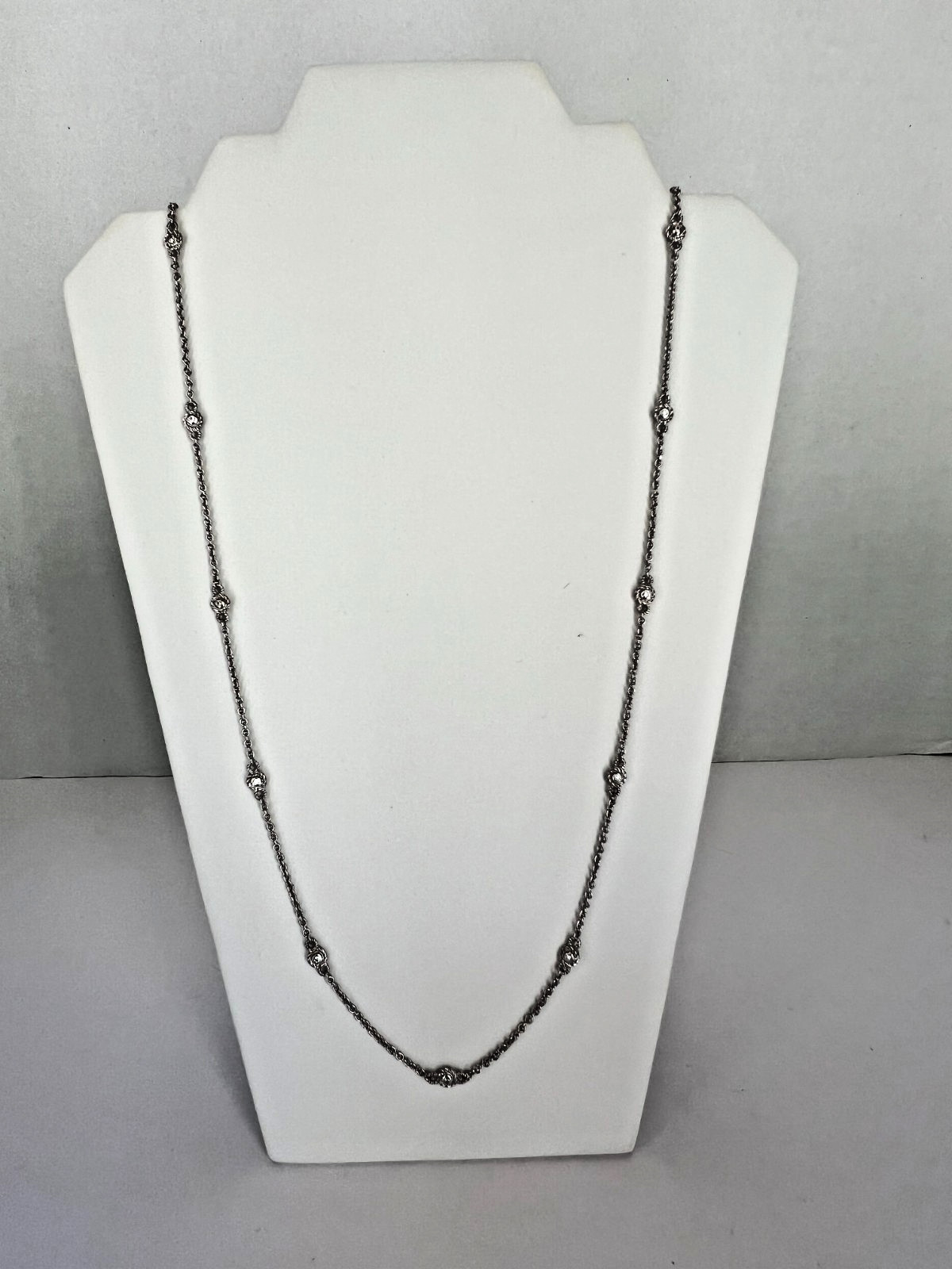 Judith Ripka Sterling Silver Diamonique Round Pendant with 36″ Station Necklace