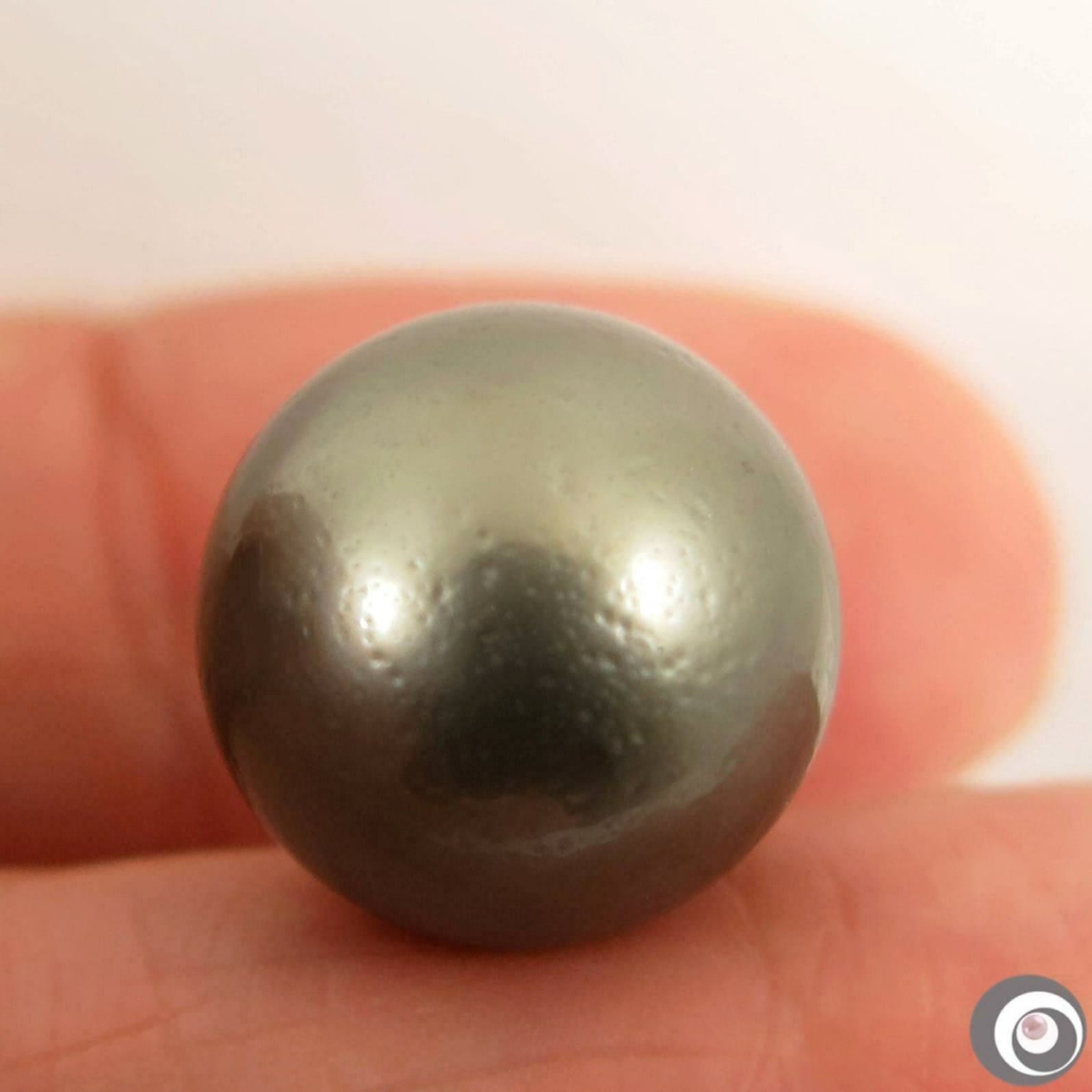 Enormous 15.2mm Tahitian South Sea Pearl Pendant, 14K Solid Gold+Diamond #P5155