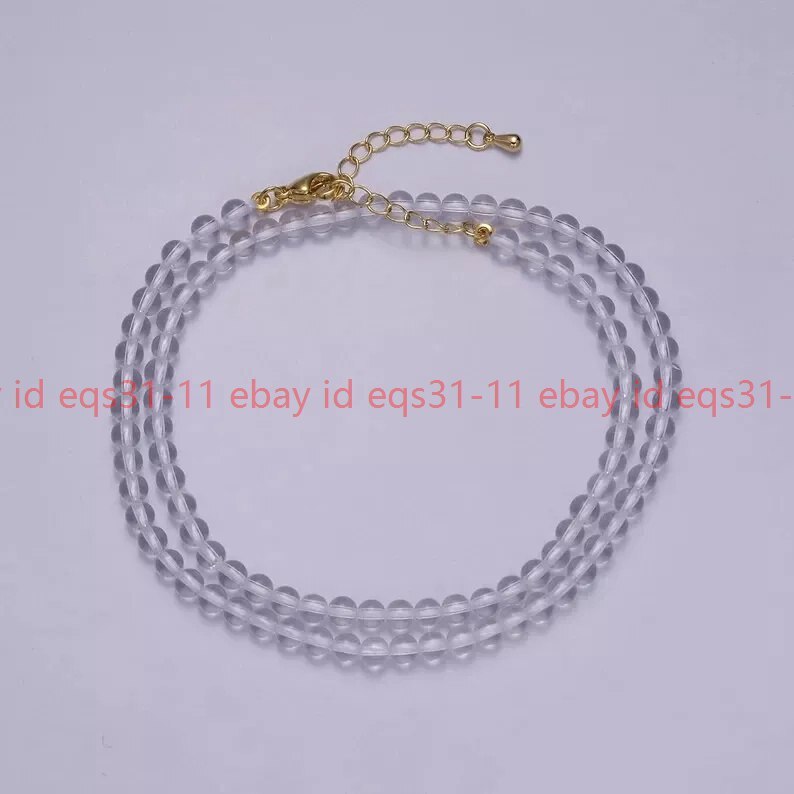 Clear Quartz Smooth Round Gemstone 14-28″ Bead Choker Necklace For Men Woman