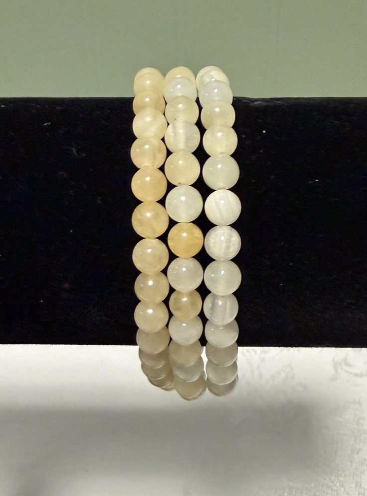Argonite and White Onyx Beaded Bracelets 7 1/2 Inches Lot of 3 New