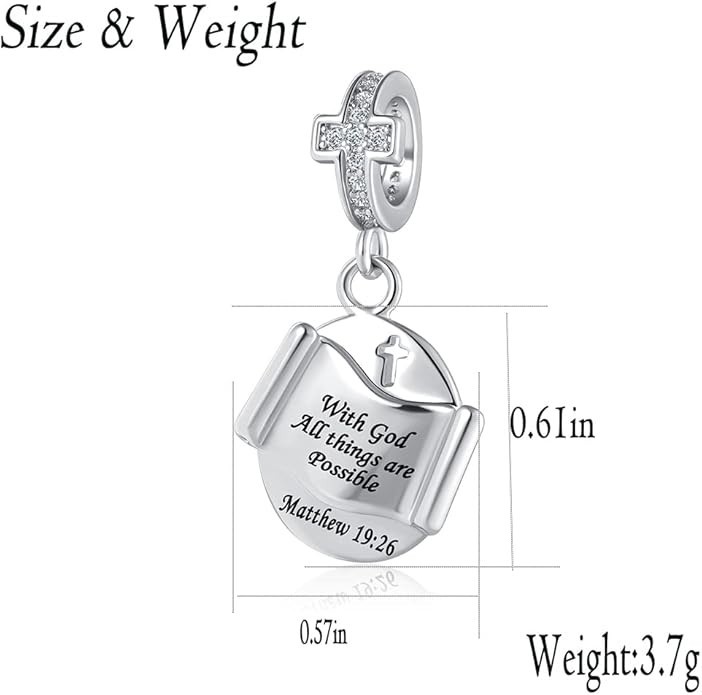 Pandora Cross Charm With God All Things Are Possible Bible Religious Dangle Bead