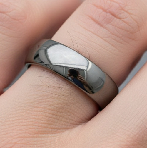Elegant 6mm Tungsten Men’s Band a Sleek Gray Finish & Rounded Domed Style Band