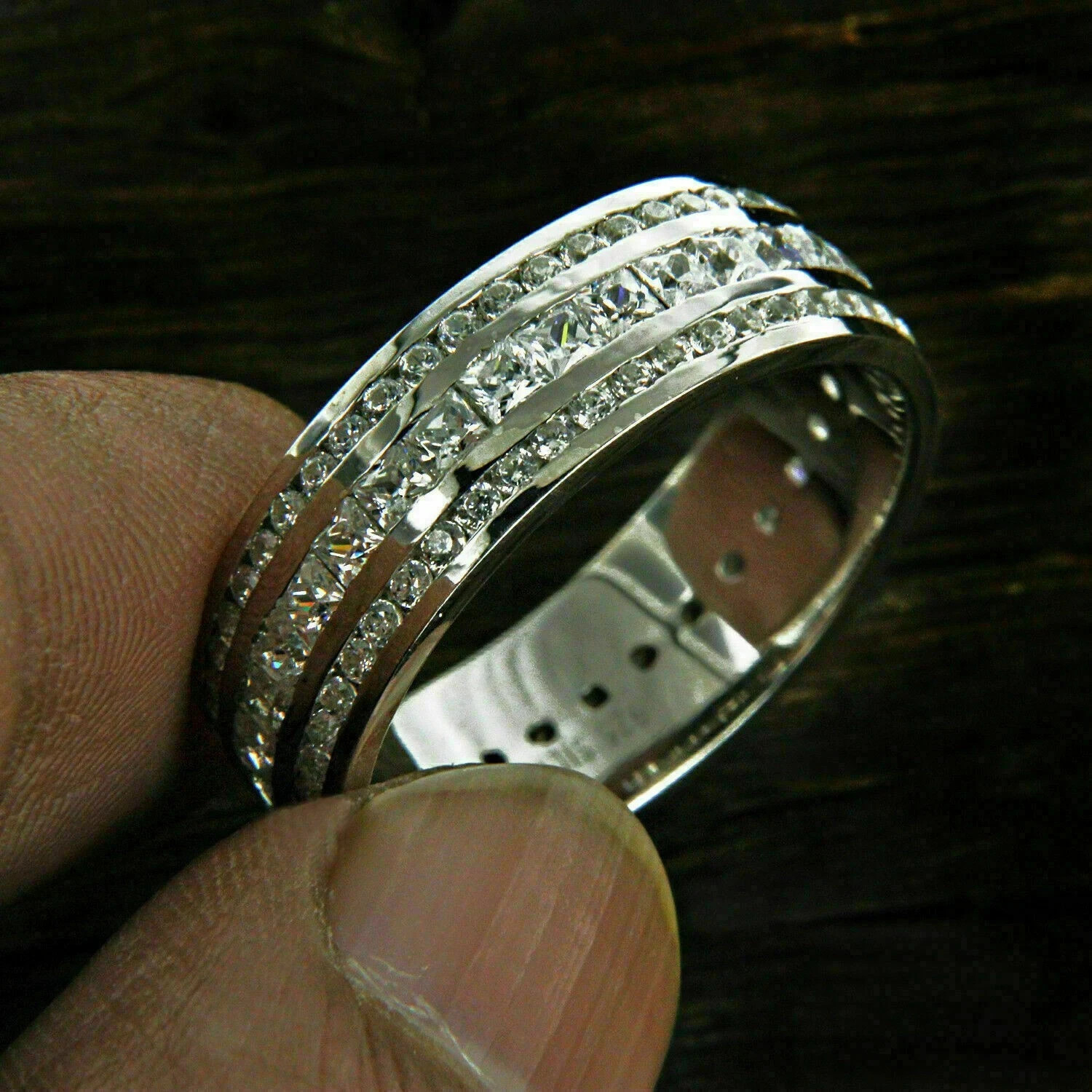2.30 Ct Lab-Created Round Diamond Wedding Band Ring 14k White Gold Over Men’s