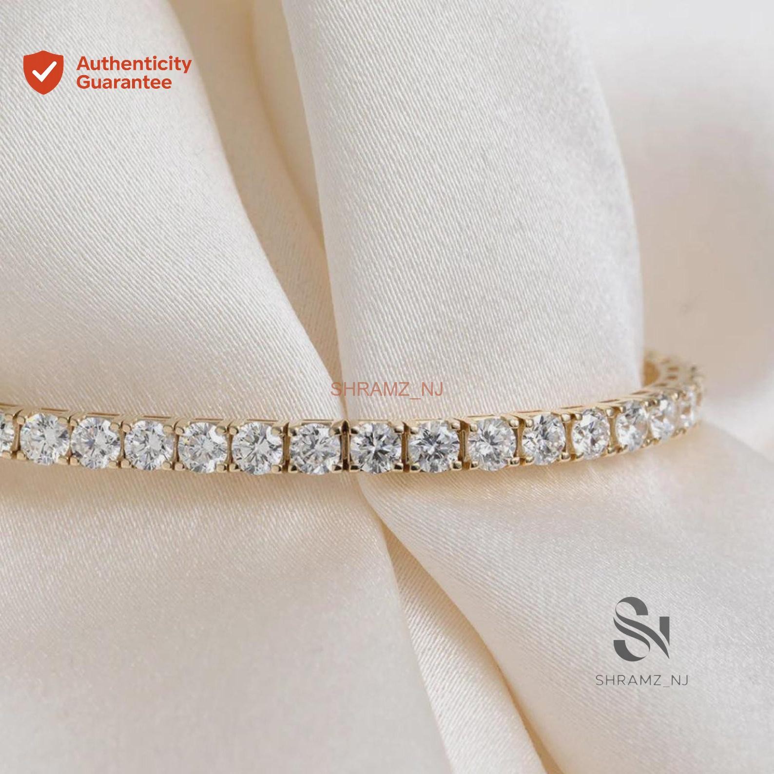Women’s Anniversary Bracelet Round Natural GHI/VS-SI Diamond 14k Yellow Gold