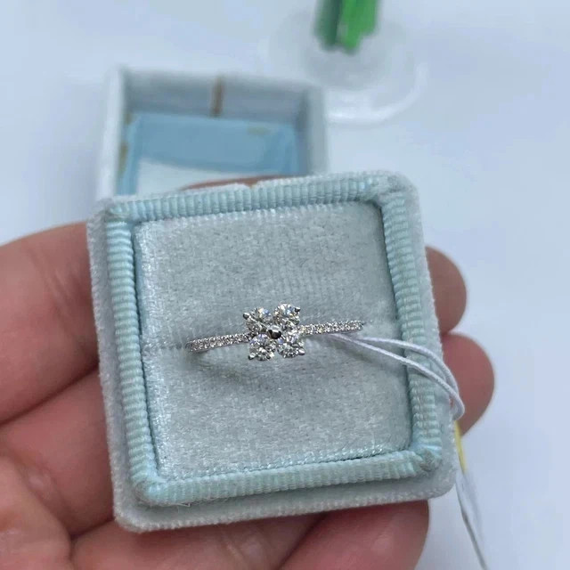 Real Moissanite 2.40Ct Round Cut Engagement Classy Ring 925 Sterling Silver