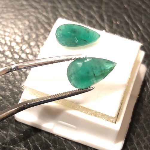 2.50CT NATURAL EMERALD LOOSE GEMS-TRANSLUCENT PEAR ~ 11×6.5x3mm-HIGH GRADE- 2pcs