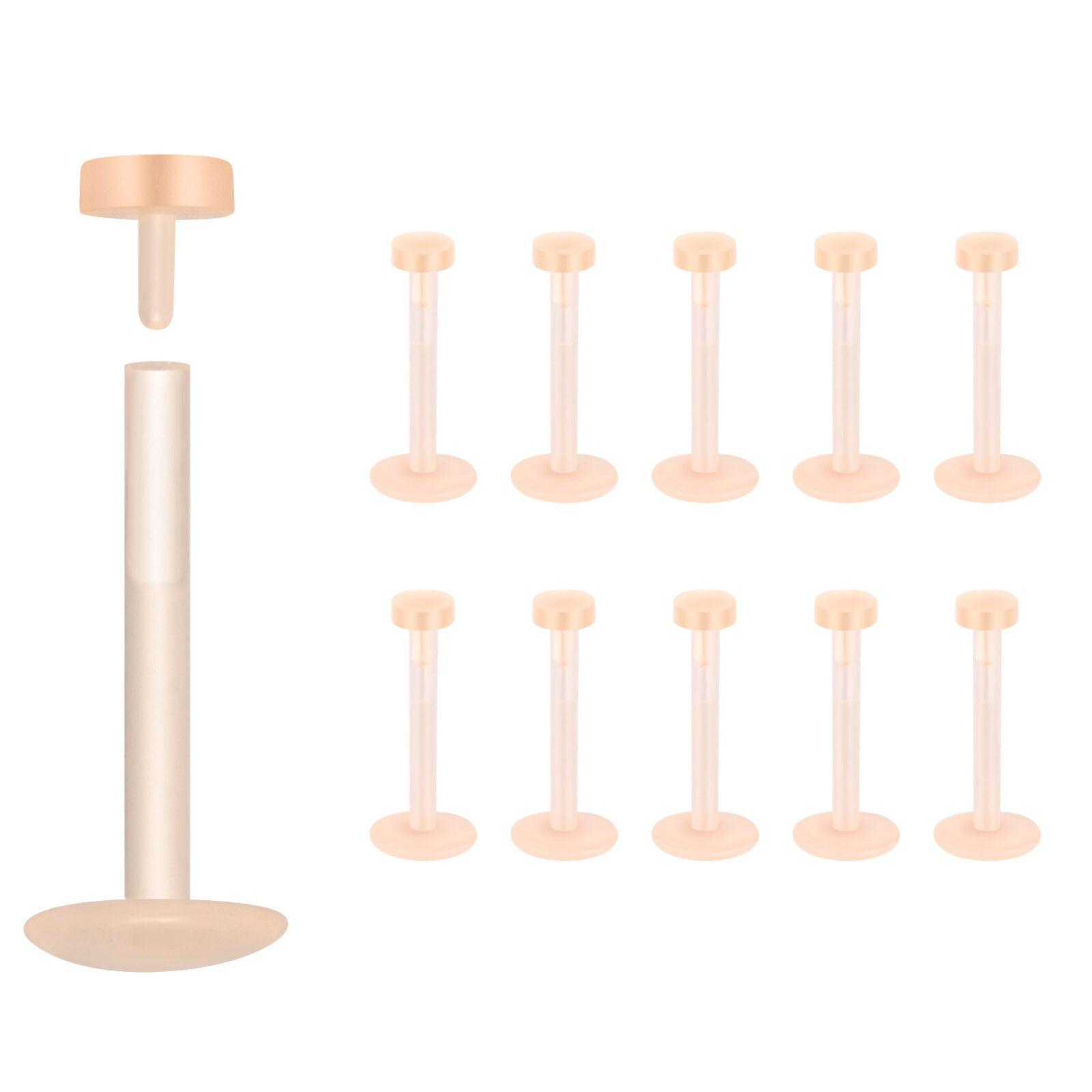 40Pcs Kit Silicone Labret Lip Studs Push in Flat Ear Helix Conch Piercing 16G US