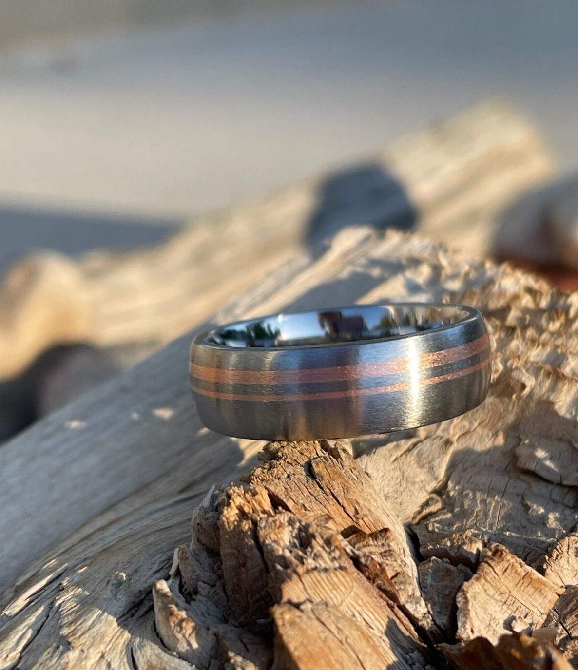 Copper and Titanium, Ring, 5-8.5mm widths, Made to Order, Brushed Finish