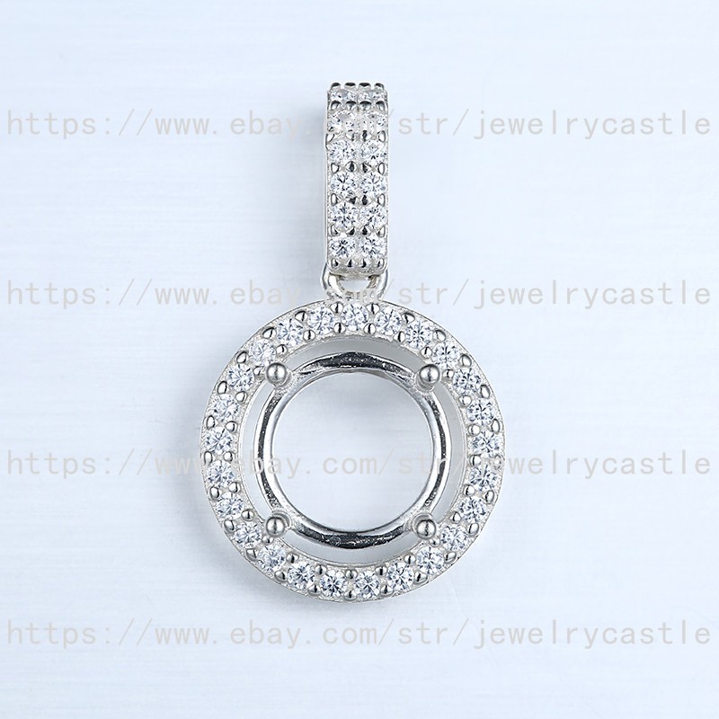 Pre Notched Sterling Silver Pendant 4mm to 13mm Round Semi-Mount 4 Prong Setting