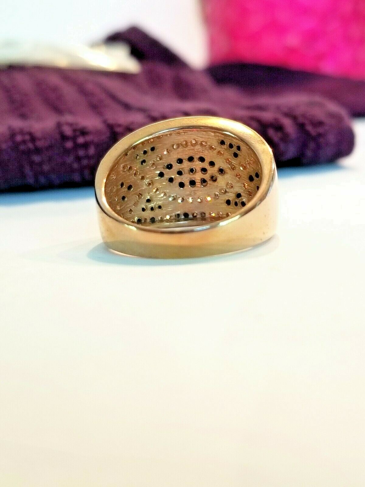 Lenox Brown CZ Rose Gold Plated Sterling Pattern Band Ring Size 7, 8, 9