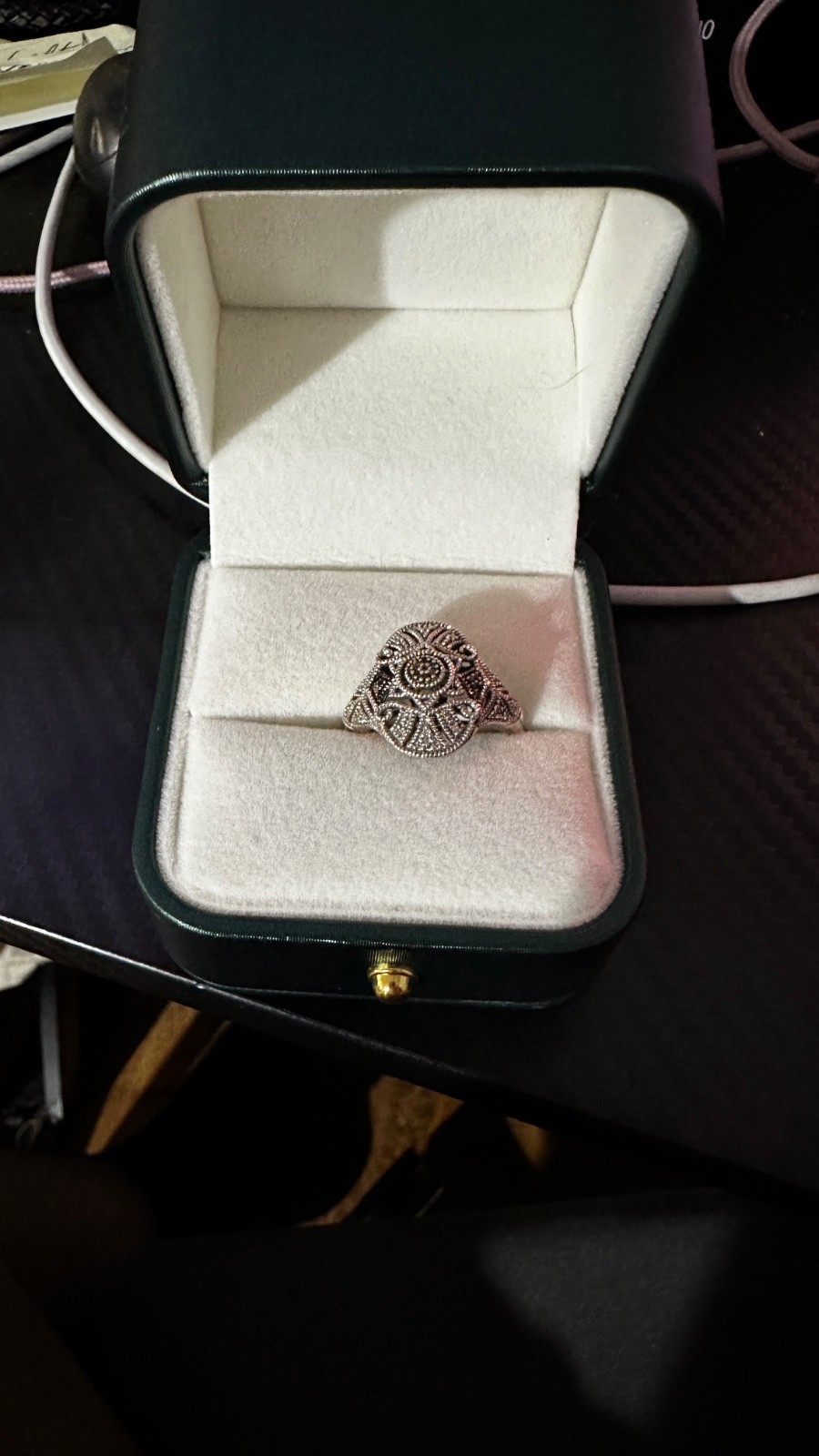 kay jewelers ring size 7, white cluster diamond art deco style