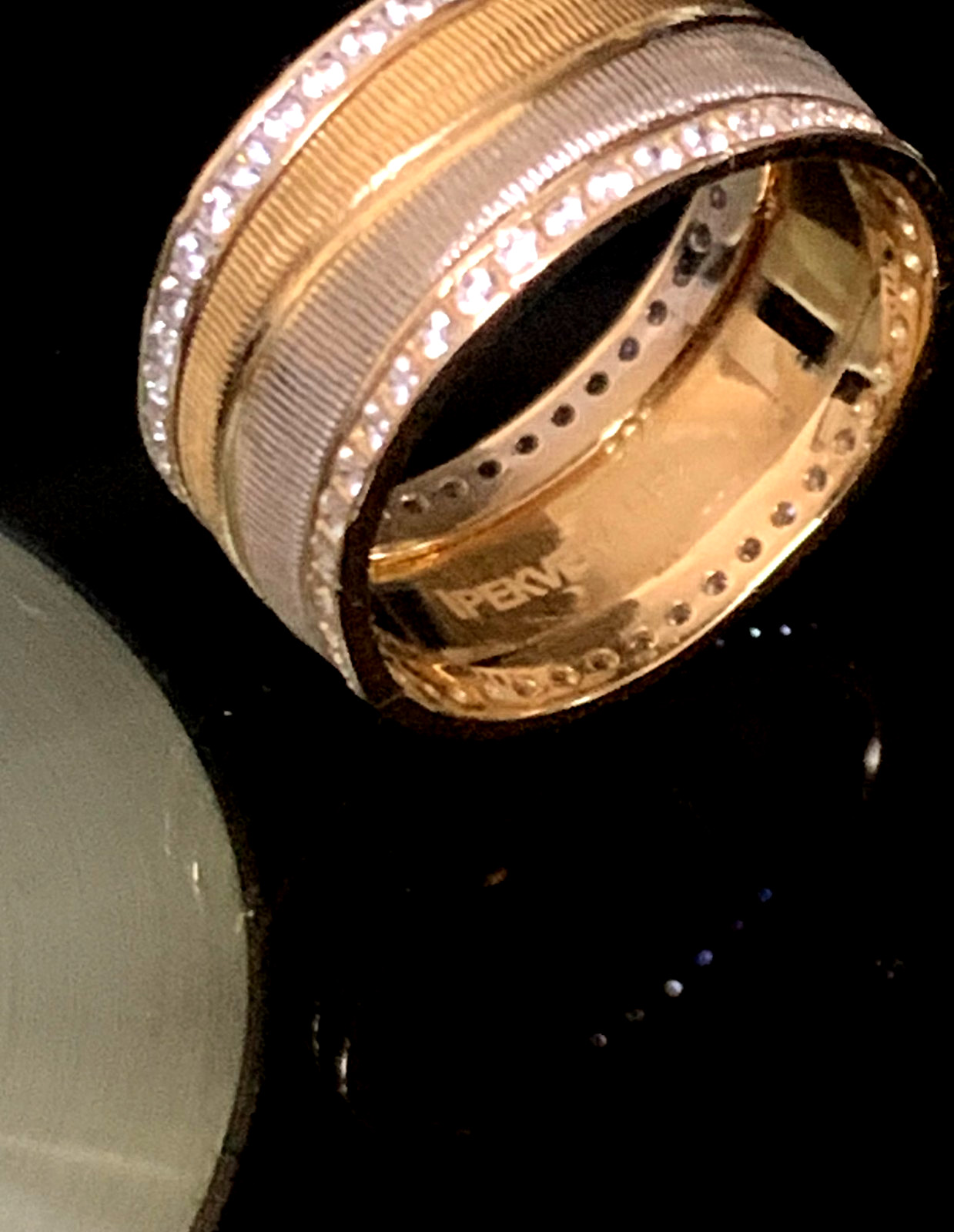 Two-tone gold ring ⋆ with white gemstones ⋆IPEKVERA 585☆dainty finger ring☆