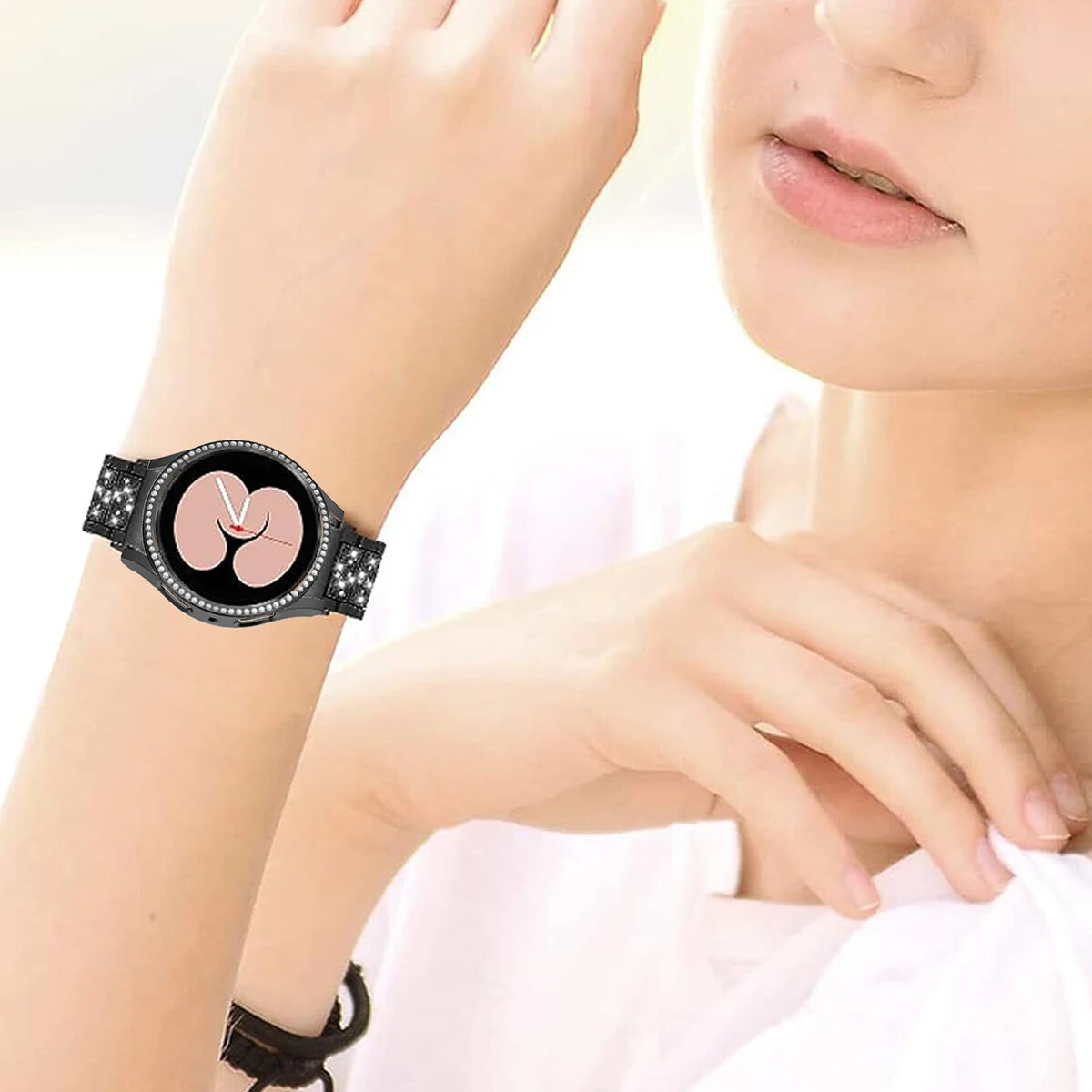 Diamond Metal Strap + Case for Samsung Galaxy Watch 4 5 6 7 40mm 44mm Band Women