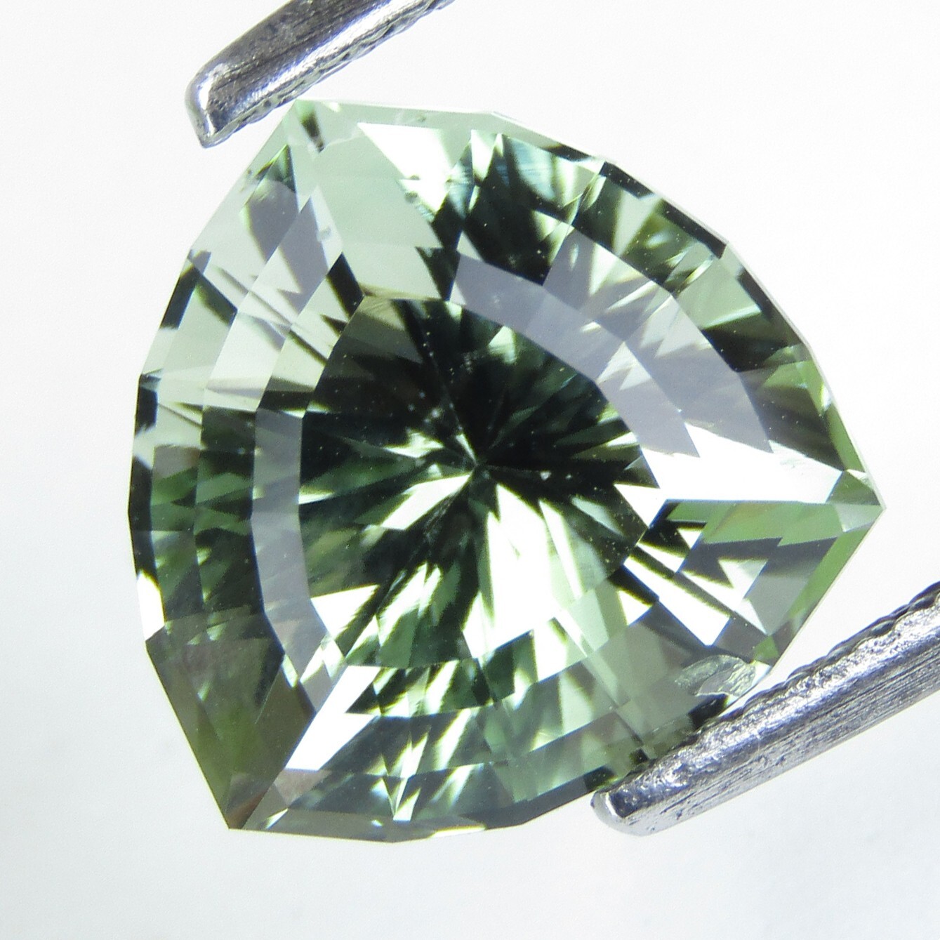 8.19Cts Natural Gorgeous Green Amethyst(Prasiolite) Trillion Custom Cut Gemstone
