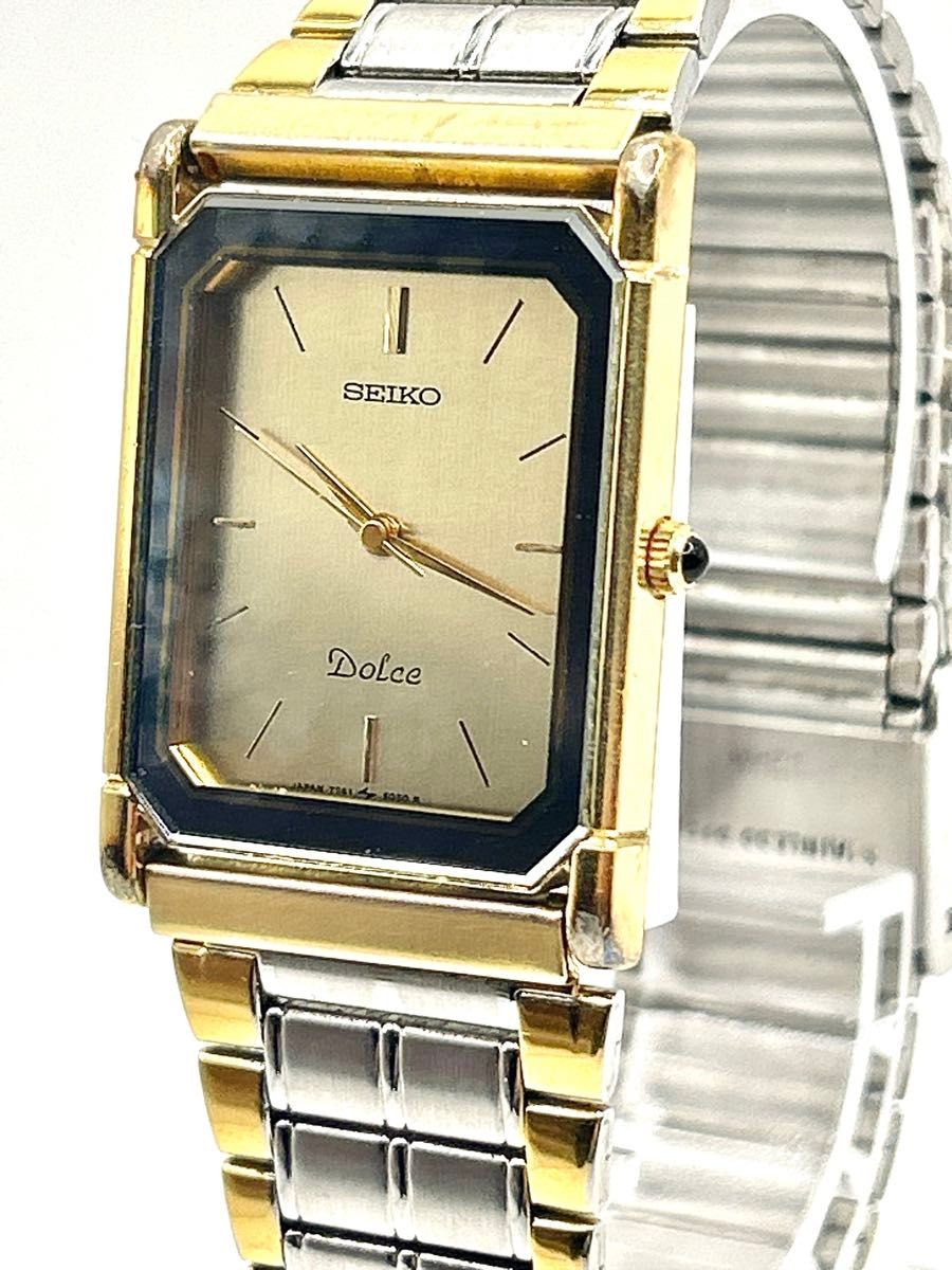 SEIKO DOLCE 7741-5050 Men’s Quartz Square Watch Working From Japan