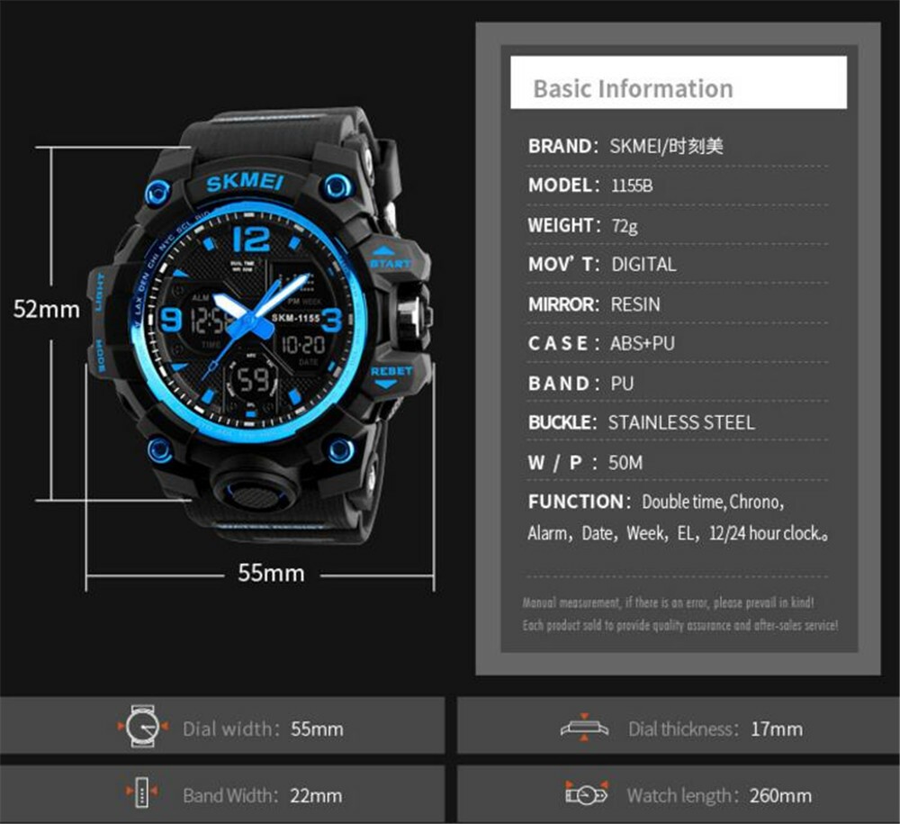 SKMEI Men Sport Watches Military Dual Time Boys Watch Digital Quartz Wristwatch