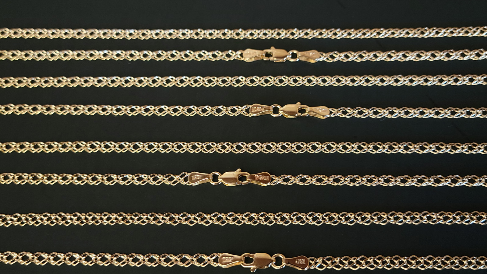 14 k Solid Yellow Gold 2.7 mm Rombo Chain Necklace 16″,18″,20″,22″,24″.