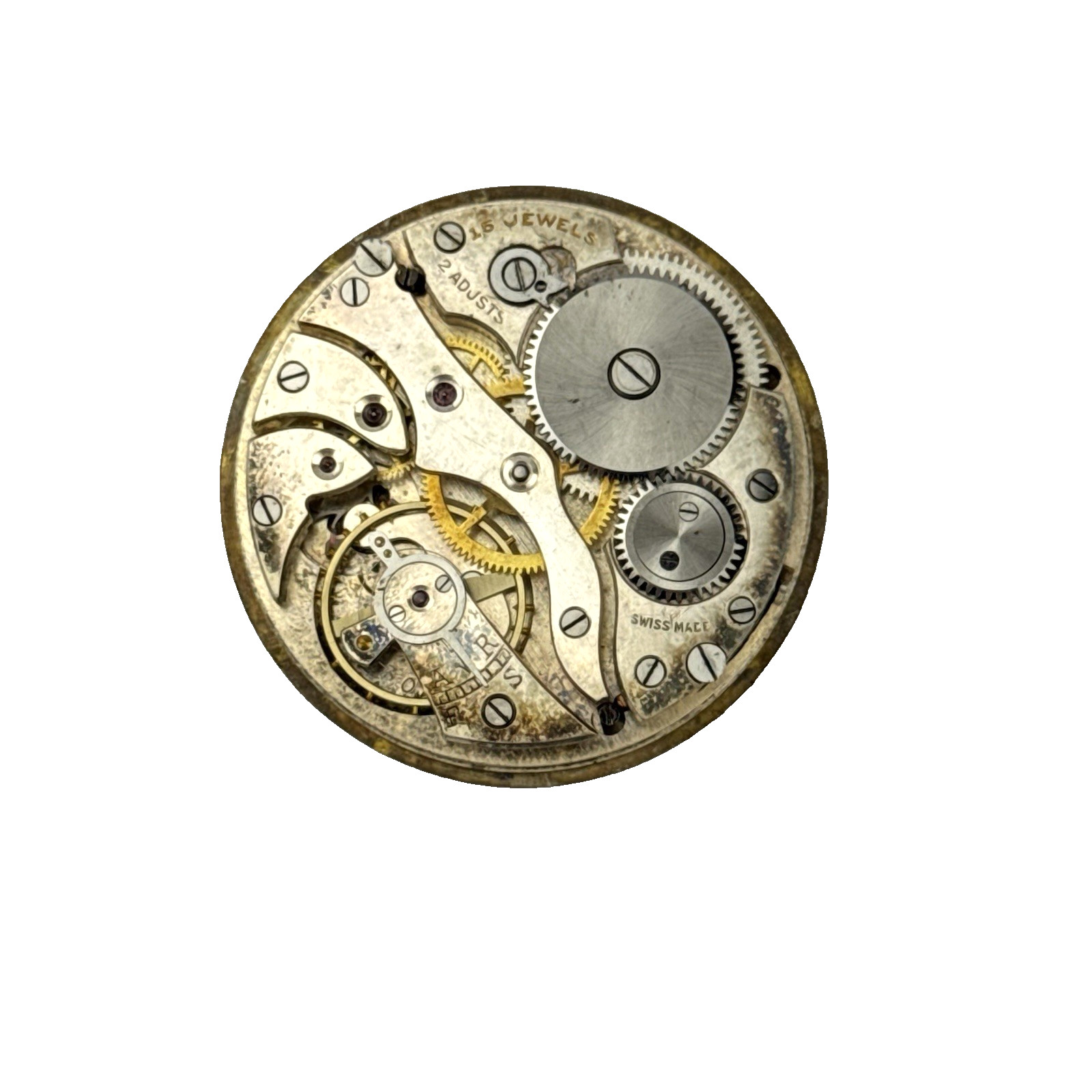 Pocket Watch Movement Swiss 39.7mm, 12S Good Hands, Guilloche Parts Repair (966)