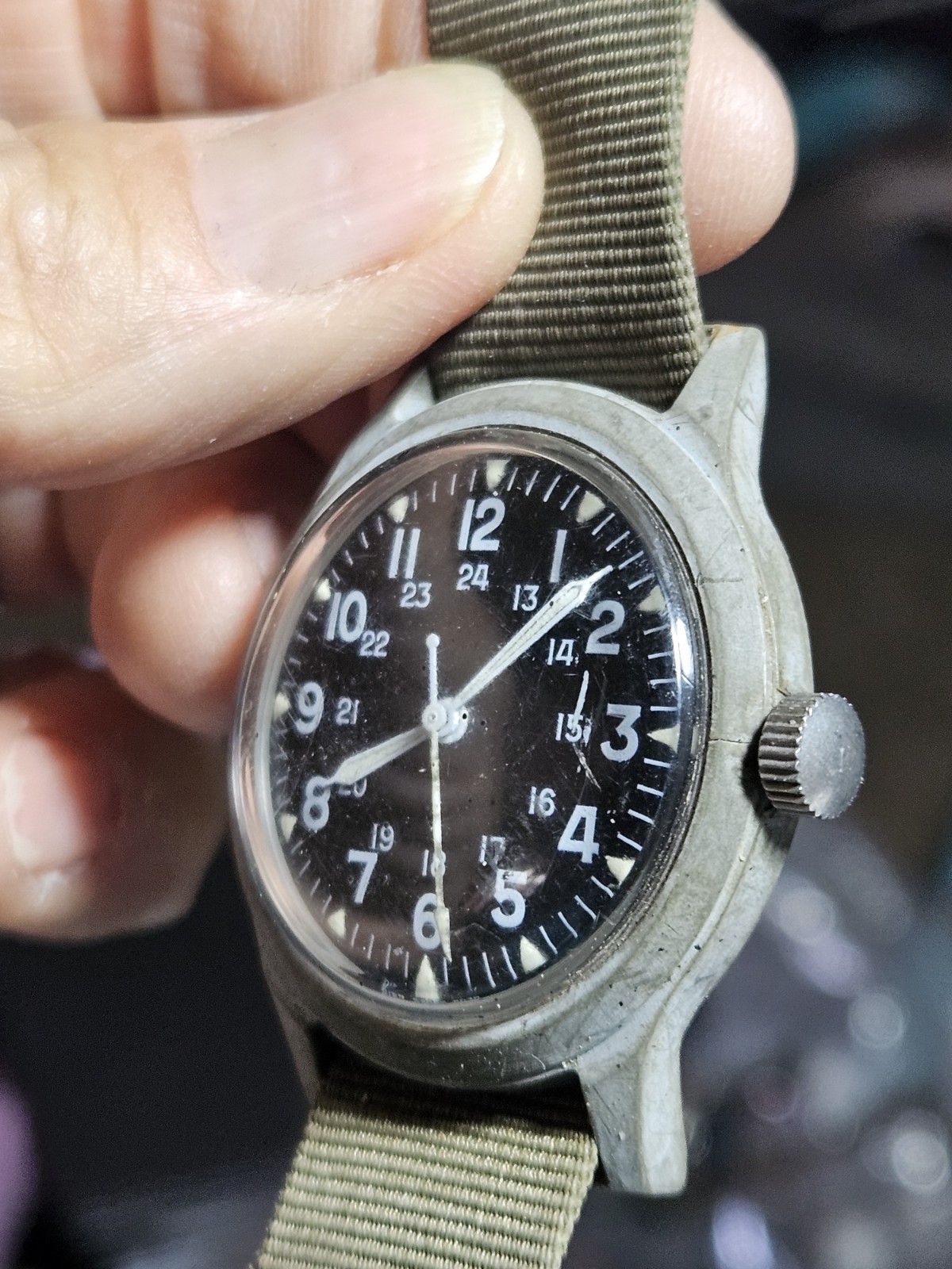 Vtg MAR 1970 Benrus Corp MIL-W-46374 Military Watch Vietnam War Orig Strap Works