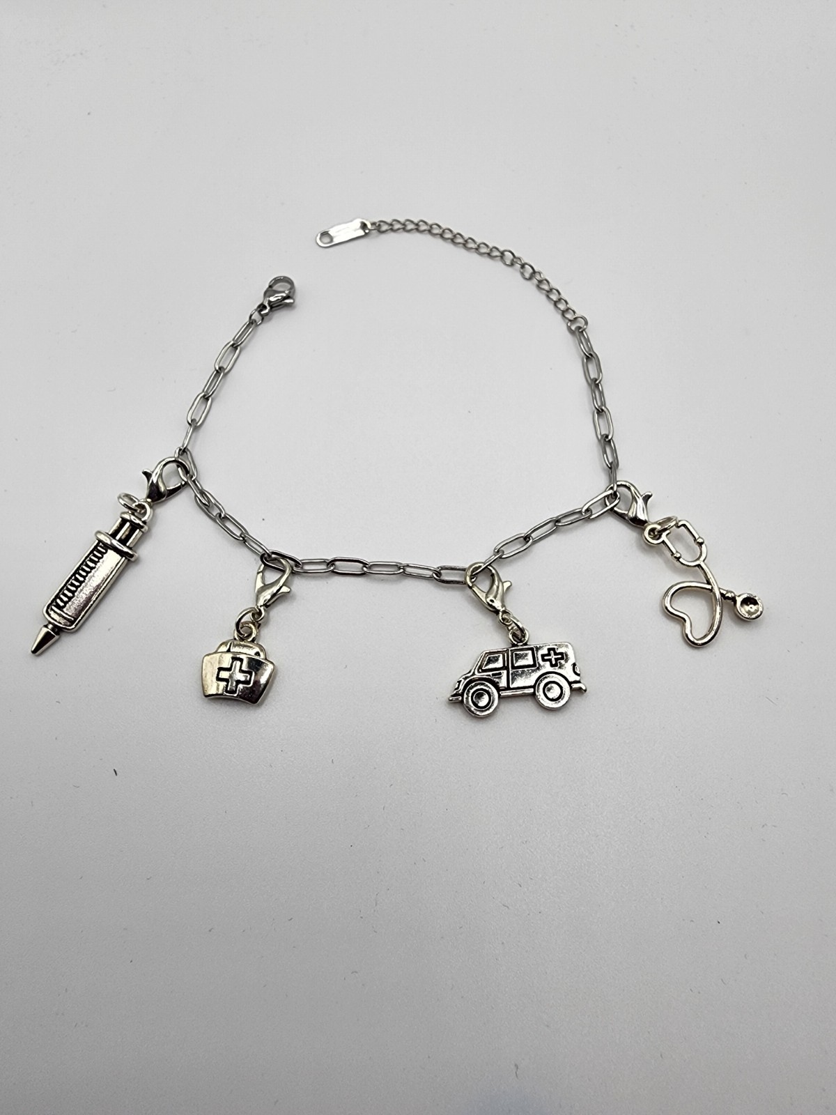 4pcs Creative Charm Set of Nurse Cap, Stethoscope, Ambulance, and Needle