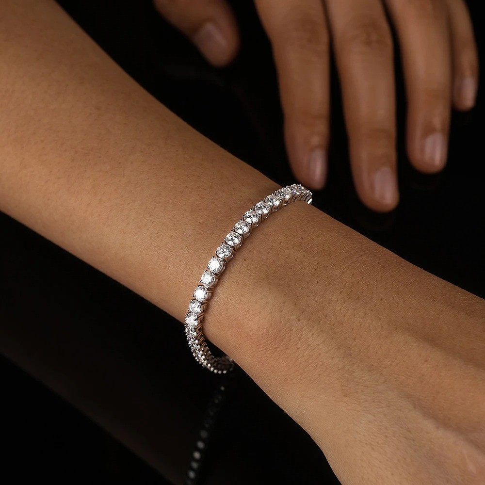 2-6.5mm D Exquisite Moissanite Tennis HipHop Bracelet S925 Silver Passes Tester！