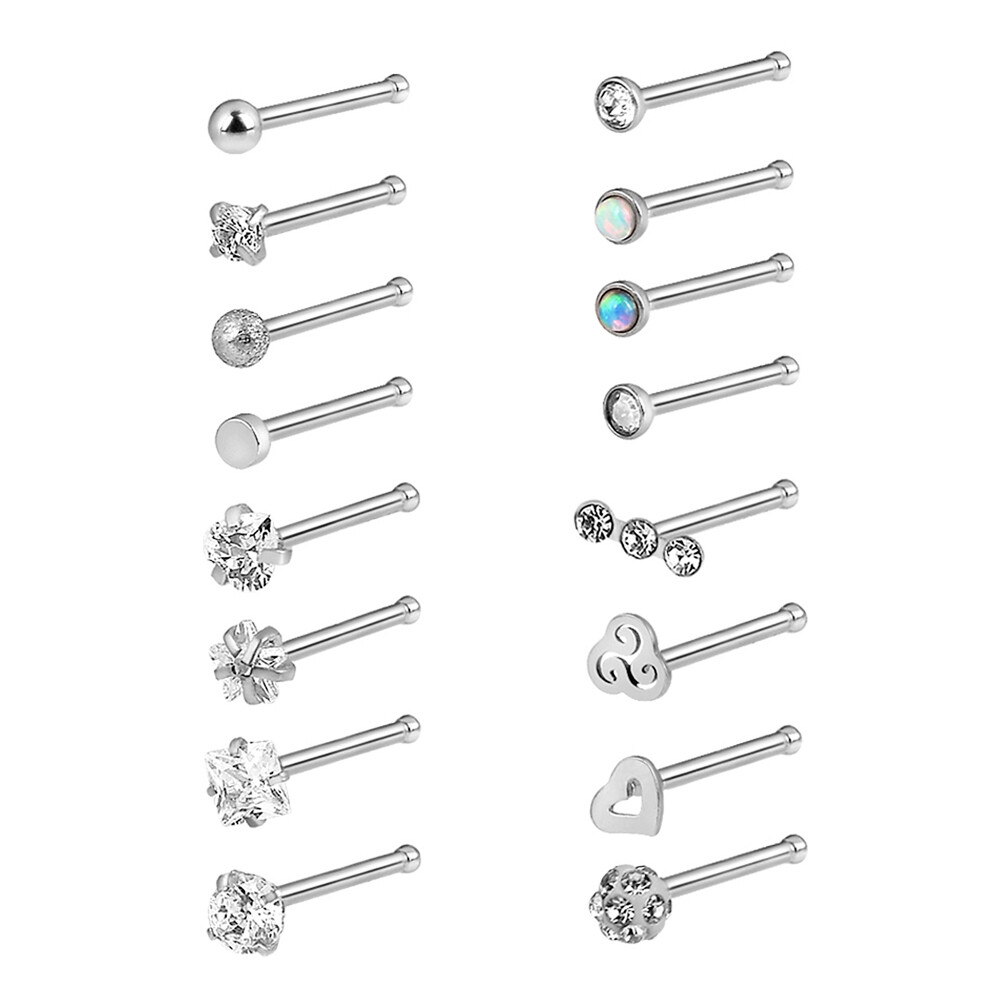 2-32PCS Surgical Steel Nose Rings Hoop Studs Cartilage Earring Body Piercing 20G
