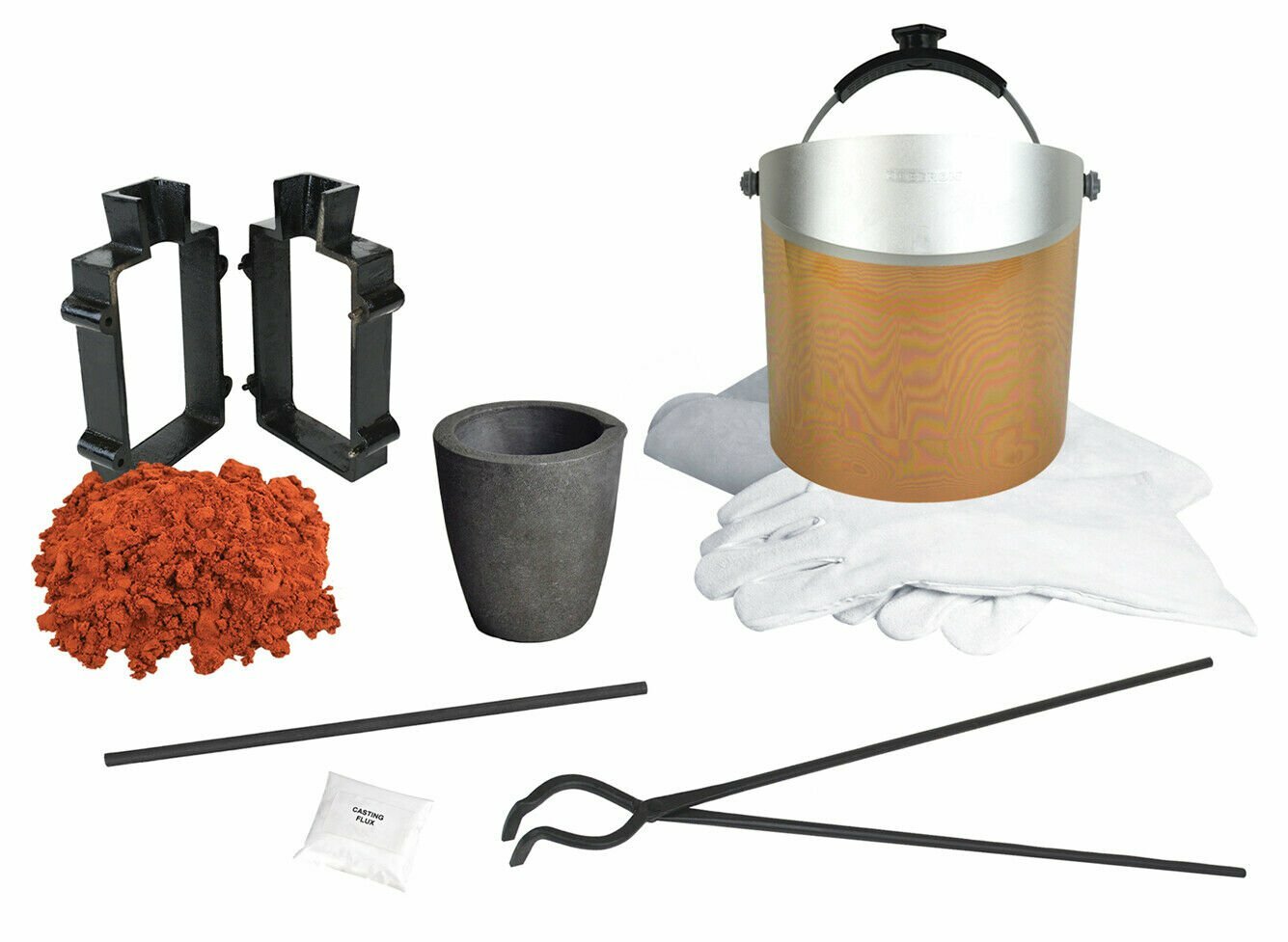 Sand Cast Metals 10 Lbs Petrobond Flux Mold Frame Safety Gear Crucible Tongs Kit