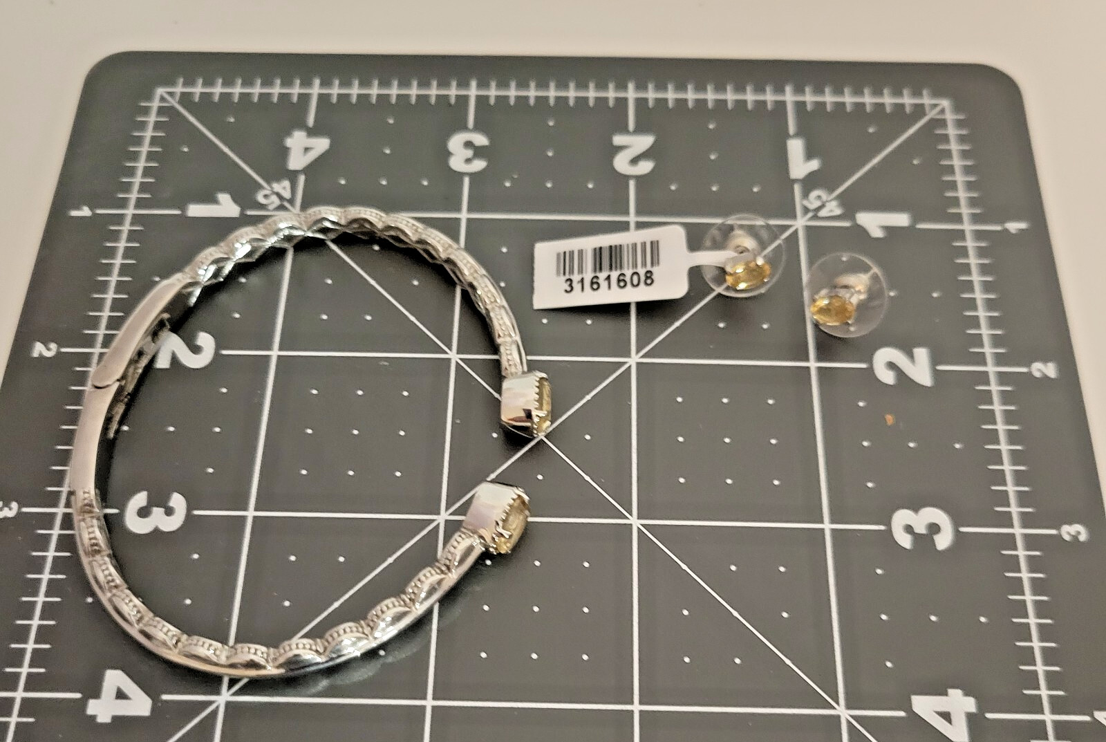 Bracelet & earrings for November birthday Citrine Stones in silvertone Jewlery