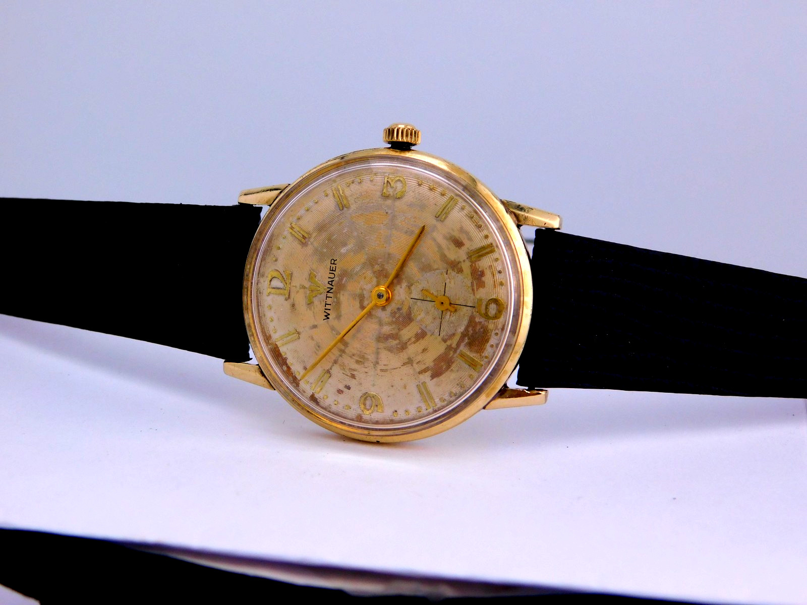 VINTAGE WITTNAUER 17J REF.5000 PATINA DIAL MENS WRISTWATCH SERVICED C.1950s