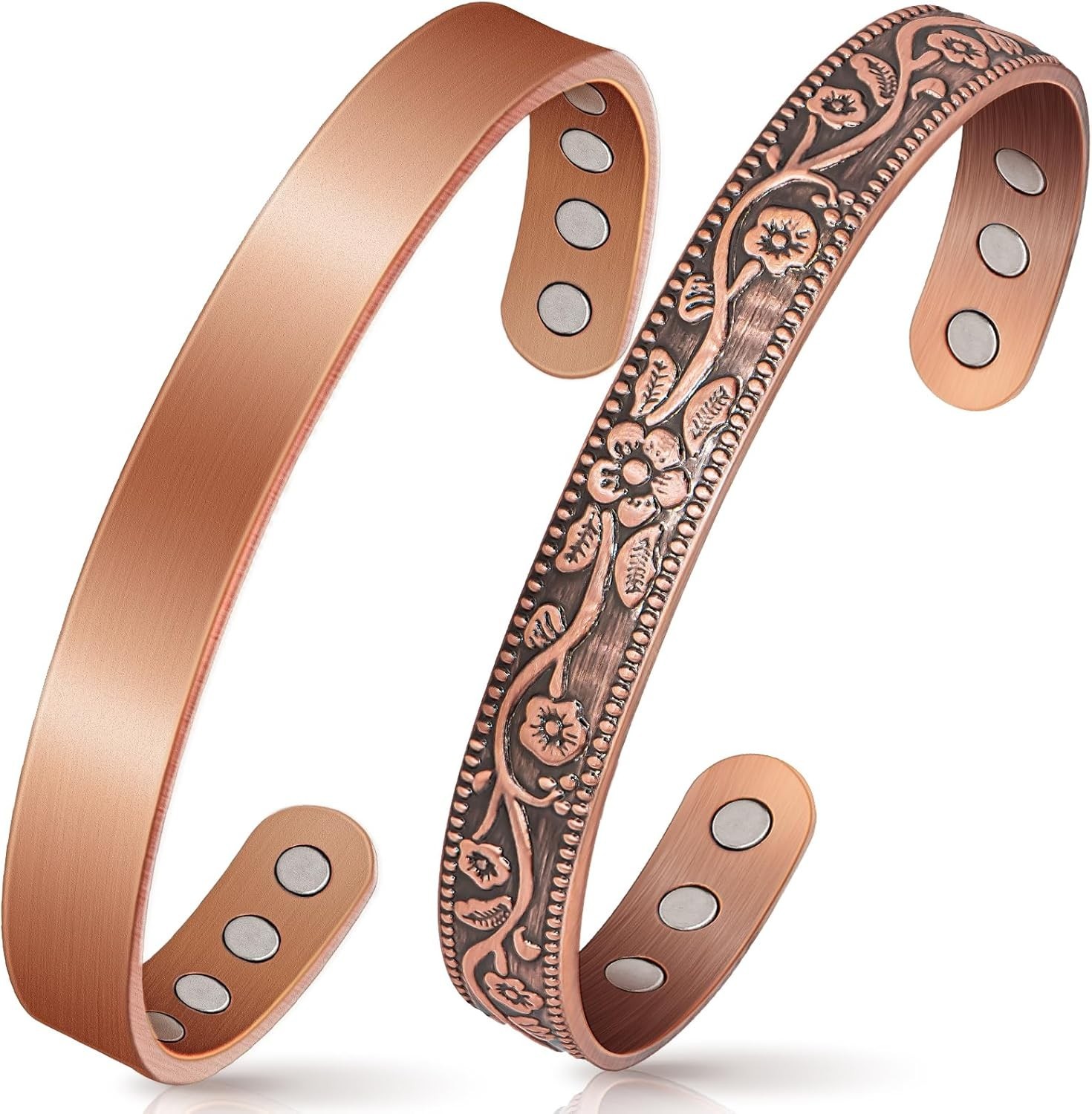Chic 100% Copper Magnetic Bracelet with 6 x 3500 Gauss Magnets – Gift of Relief