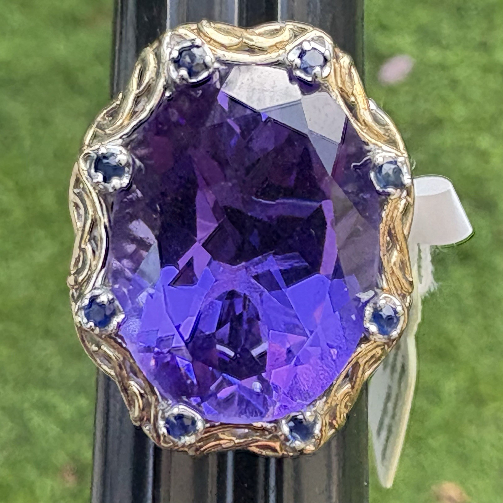 Michael Valitutti Gems en Vogue Amethyst Ring Sterling Silver Palladium Sz 8 NH
