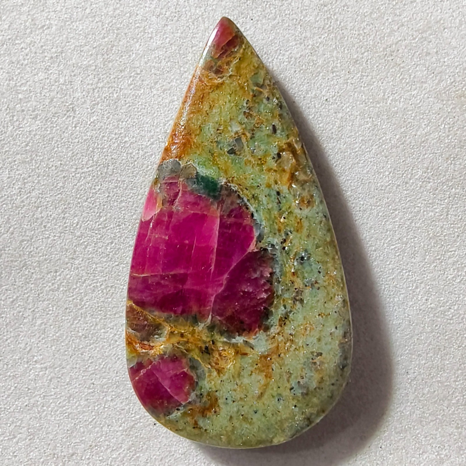 25 Cts Natural Ruby Fuchsite Cabochon Gemstone For Jewelry 32.6×17.3×4.8 MM