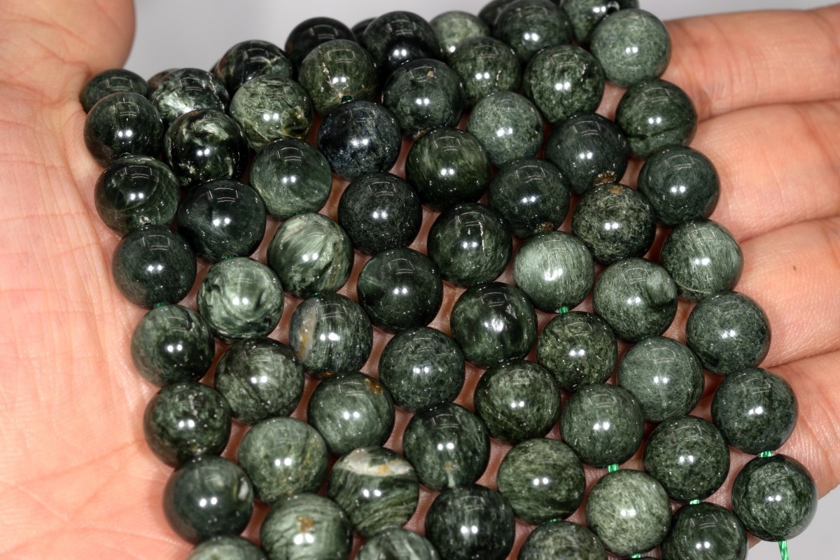 10MM Genuine Natural Green Chrysoberyl Cat Eye Grade A Round Loose Beads 7.5″
