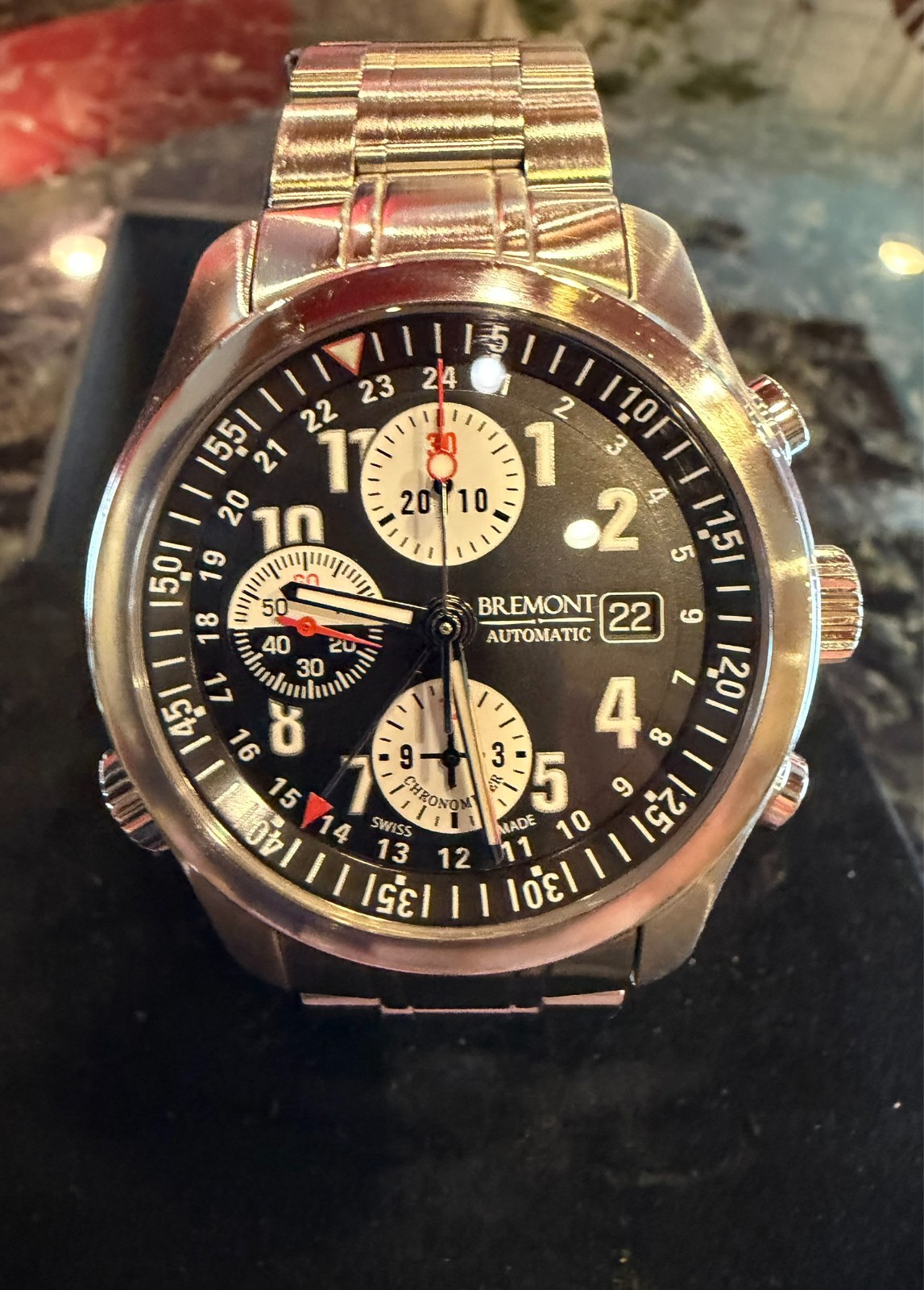 Bremont ALT1 Pilot Automatic on Stainless Band Black Dial 43mm Full Set