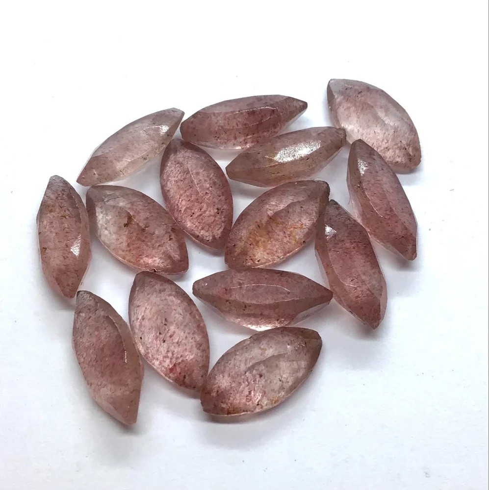 Pink Strawberry Quartz Marquise Faceted Cut 6x12mm To 12x24mm Loose Gemstone