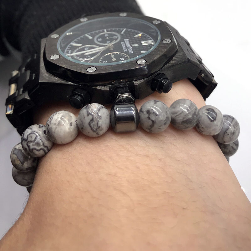 Men Women Natural Round Gemstone Bead Handmade Beads Charm Jewelry 8MM Bracelet