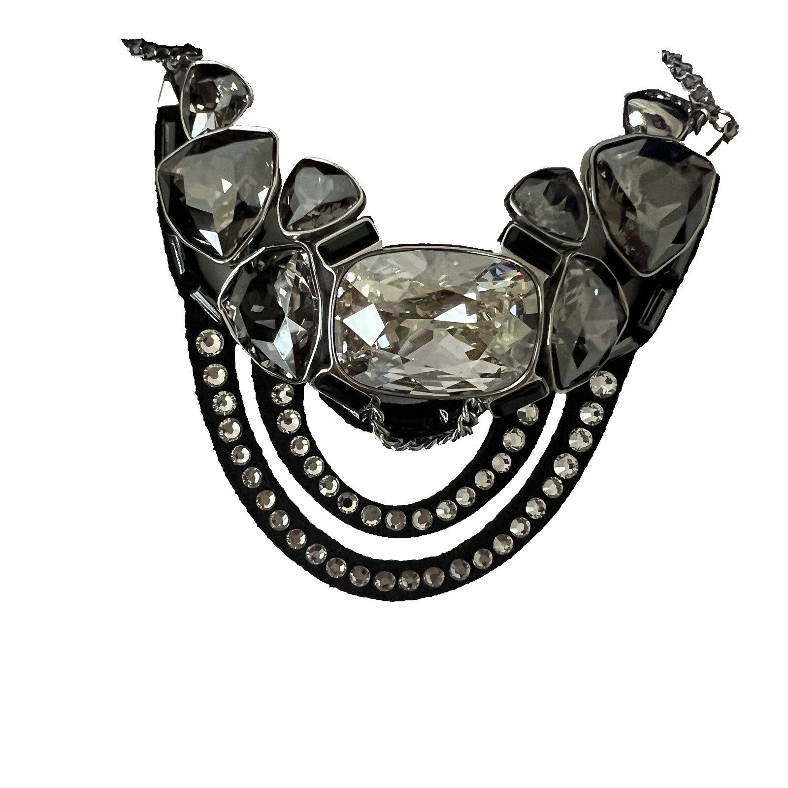 NWB SWAROVSKI Divine Crystal On Black Alcantara Necklace 5142970