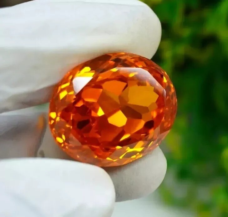 Zircon 90+ Ct Natural Orange EGL Certified Cambodian Oval Cut Loose Gemstone
