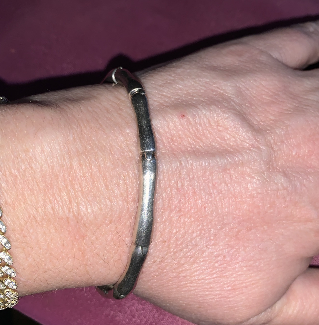 Antonio Pineda 925 Taxco Silver Bamboo Bangle Bracelet