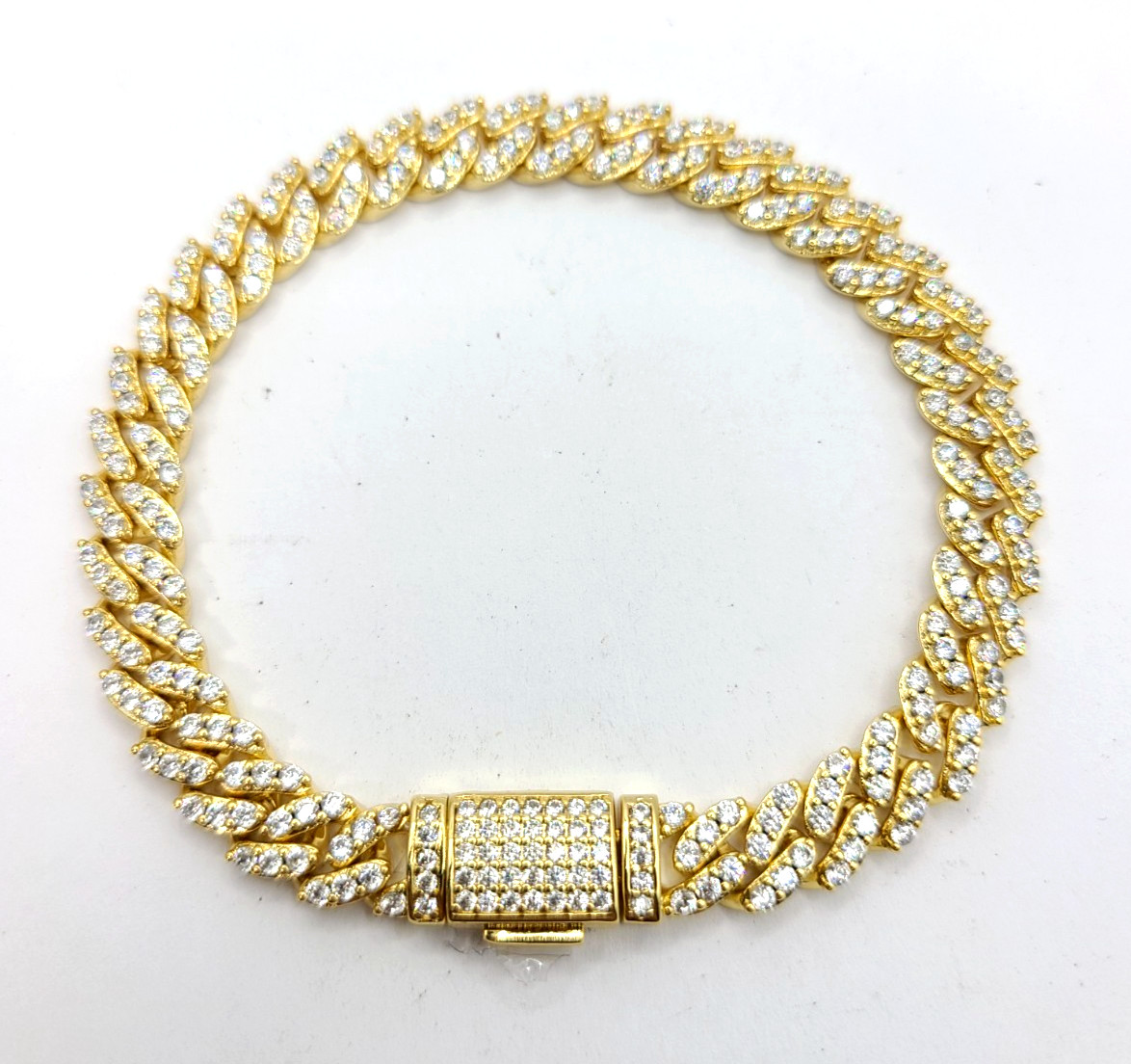 Imperium Women’s Iced Cuban Bracelet (Gold) – 8mm – 8″
